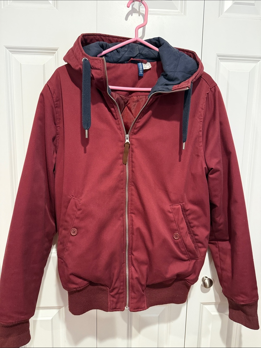 H&M Red Jacket with Navy Quilted Lining